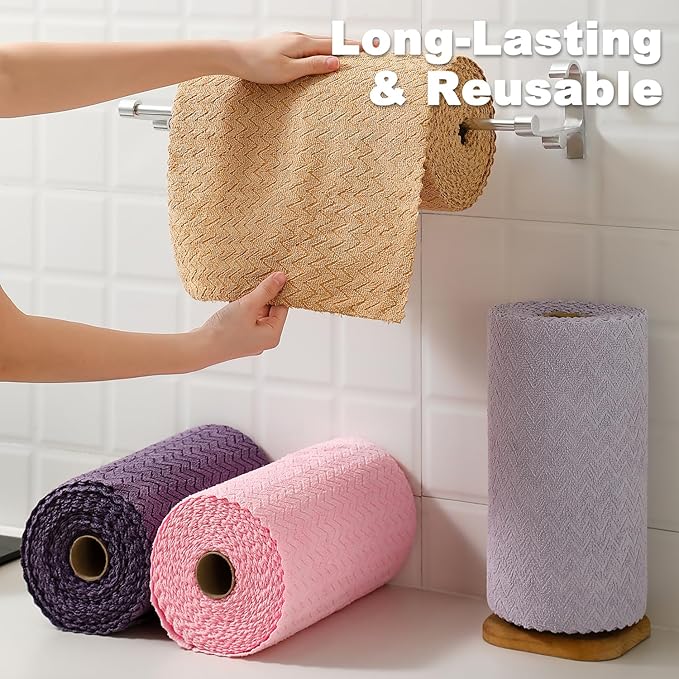 80 Pack Microfiber Cleaning Cloth Roll Reusable Paper Towels 12"x12" Tear Away Cloth,Absorbent Dish Rags for House Kitchen,Wash Cloths,Lint Free Rags for Window Cars Cleaning Supplies