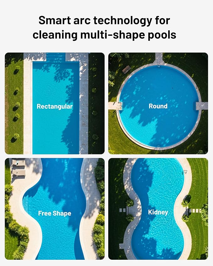 Spino E1 Cordless Robotic Pool Cleaner, 5800 GPH Suction with Triple Brushless Motors, Smart Arc Path, 5 Modes, IPX8 Waterproof, 1600 sq.ft Coverage, Auto Waterline Parking, APP Control