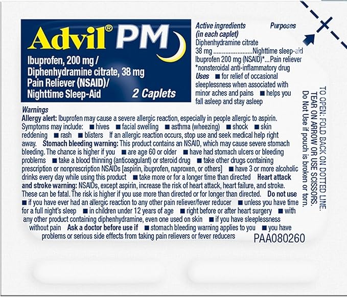 Advil Liqui-Gels Pain Reliever and Fever Reducer, Pain Medicine for Adults with Ibuprofen 200mg for Headache, Backache, Menstrual Pain and Joint Pain Relief - 200 Capsules, Advil PM Ibuprofen - 2 Ct