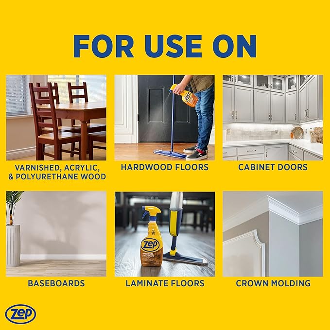 Zep Hardwood and Laminate Floor Cleaner - 32 oz (Case of 12) - ZUHLF32 - Removes Spots, Stains and Scuffs. Cleans and Restores Shine