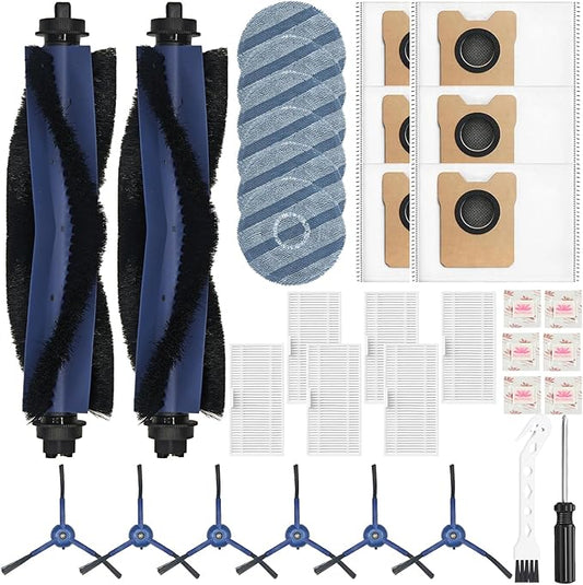 34 Pack for eufy Omni C20 Robot Vacuum Accessories Kit，2 Mainbrush 6 Filter 6 Dust Bag 6 mop pads 6 Sidebrush 1Cleaning Brush 1Screwdriver,6 Incense Chips