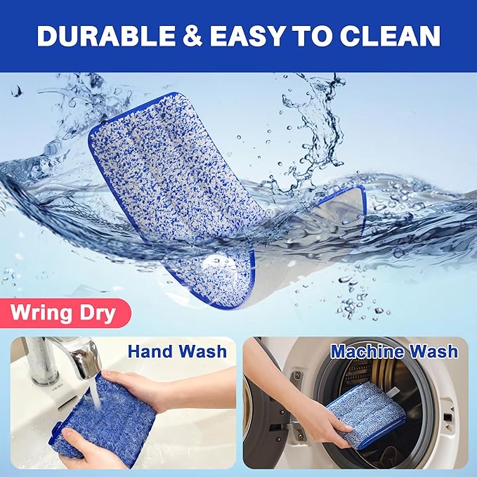 JOYMOOP Microfiber Mop Pads Replacement for JOYMOOP Flat Mop Bucket Set, Pack of 4 Refills 13-inch - Slate Blue