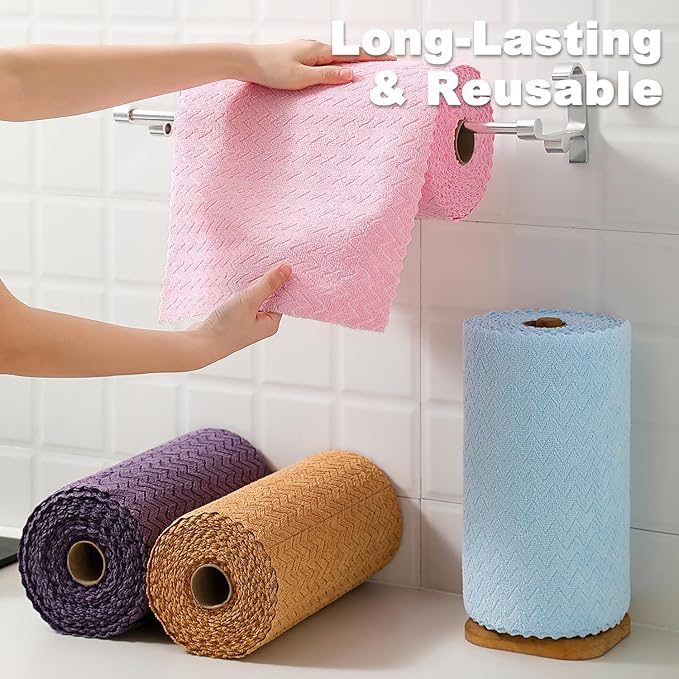 80 Pack Microfiber Cleaning Cloth Roll Reusable Paper Towels 12"x12" Tear Away Cloth,Absorbent Dish Rags for House Kitchen,Wash Cloths,Lint Free Rags for Window Cars Cleaning Supplies