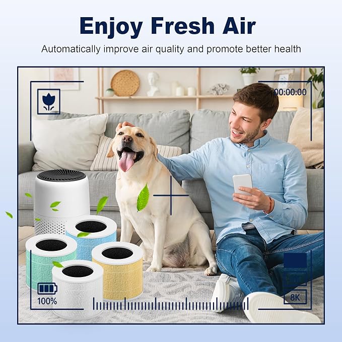 Core Mini Replacement Filter for LEVOIT Core Mini and Core Mini-P Air Purifier, 3-in-1 H13 Grade True HEPA and High-Efficiency Activated Carbon, Core Mini-RF, 6 Filter & 10 Fragrance Sponge