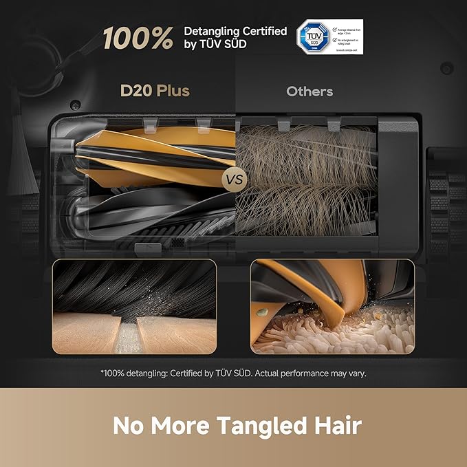 DREAME D20 Plus Robot Vacuum and Mop, 13,000Pa Suction, Self-Emptying with 5L Dust Bag, DuoBrush for Pet Hair, LDS Mapping, App & Voice Control, Ideal for Hard Floors & Carpets (Black)