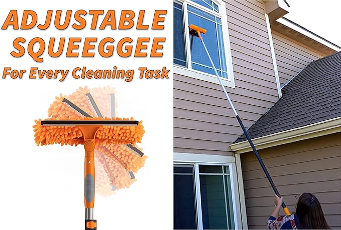 5-24ft Window Washing Kit with Extension Pole (30+ Foot Reach) // Window Cleaning Tool & Window Washer Squeegee with Telescopic Extension Pole // Best Indoor Outdoor Window Washing Equipment
