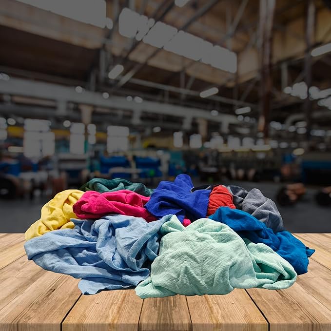 Premium Color Knit Cleaning Rags (600 lbs. Pallet 120x5 lbs. Compressed Boxes) – Shop Cloths Bulk for Workshops, Mechanics, Painters, and Home Use, Multipurpose Cotton T-Shirt Rags