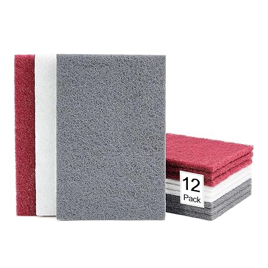 12 Scuff Pad Variety Pack, 4 Each Maroon, Gray, White, Scuffing, Scouring, Sanding, Cleaning, Blending, Paint Surface Prep Adhesion - 6" x 9" Automotive Auto Body 7447&7448&7445