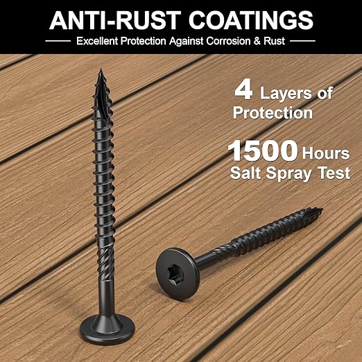 4-1/2 Inch Heavy-Duty Outdoor Deck Screws, 50Pcs Star Drive Decking Wood Screws, Rust Resistant Timber Screws for Timber/Log/Landscaping Wood (#14 x 4-1/2" Black)