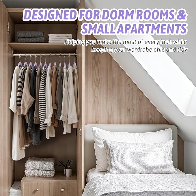 30 Pack Velvet Hangers - Non Slip Slim Hangers for Closet Organization, Space Saving Clothes Hangers with Notches for Dresses, Shirts(Purple)