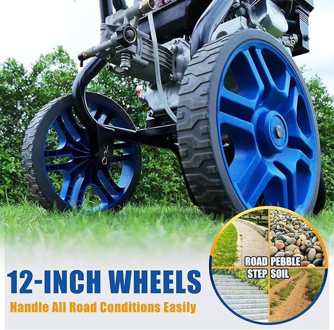 TOOLCY 3400 PSI & 2.8 GPM Gas Powered Pressure Washer with Onboard Soap Tank, Power Washer for Cleaning Cars Homes Patios Fences Driveways, Spray Gun, 5 Nozzles, 50FT Pressure Hose (Foldable Frame)