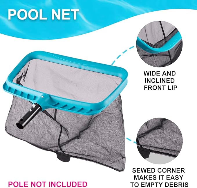 Sepetrel Deluxe Swimming Pool Cleaning Kit Including 2 Brush Heads, 2 Pool Skimmer Nets(NO Pole)