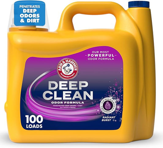 ARM & HAMMER™ Deep Clean Odor Formula Liquid Laundry Detergent, Laundry Odor Remover, Radiant Burst Scent, 150 Fl Oz, 100 Loads