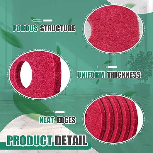 5 Pcs 12" Cleaning Orbiter Pads Commercial Floor Buffer Pads Hardwood Floor Maintenance Scrubber Polisher Cleaning and Stripping for Orbiter Machine (Red)