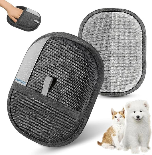 Pet Hair Removal Glove for Cats & Dogs, Upgraded Electrostatic Reusable Pet Hair Remover Tool, Magic Fur Removal Mitt for Laundry, Couch, Carpet, Car Seat, Pet Grooming Gloves (2)