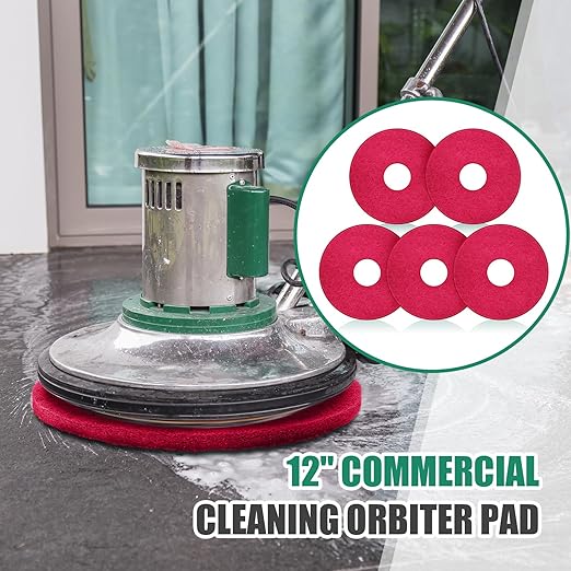 5 Pcs 12" Cleaning Orbiter Pads Commercial Floor Buffer Pads Hardwood Floor Maintenance Scrubber Polisher Cleaning and Stripping for Orbiter Machine (Red)