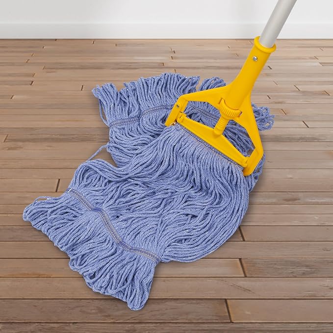 2 Pack Heavy Mop Replace Head，mop Head Replacement,Commercial mop Heads,Reusable Mop Head Refills-Replacement Mop Heads SuitableWet Industrial Blue Cotton Looped End String Head Refill (Blue)
