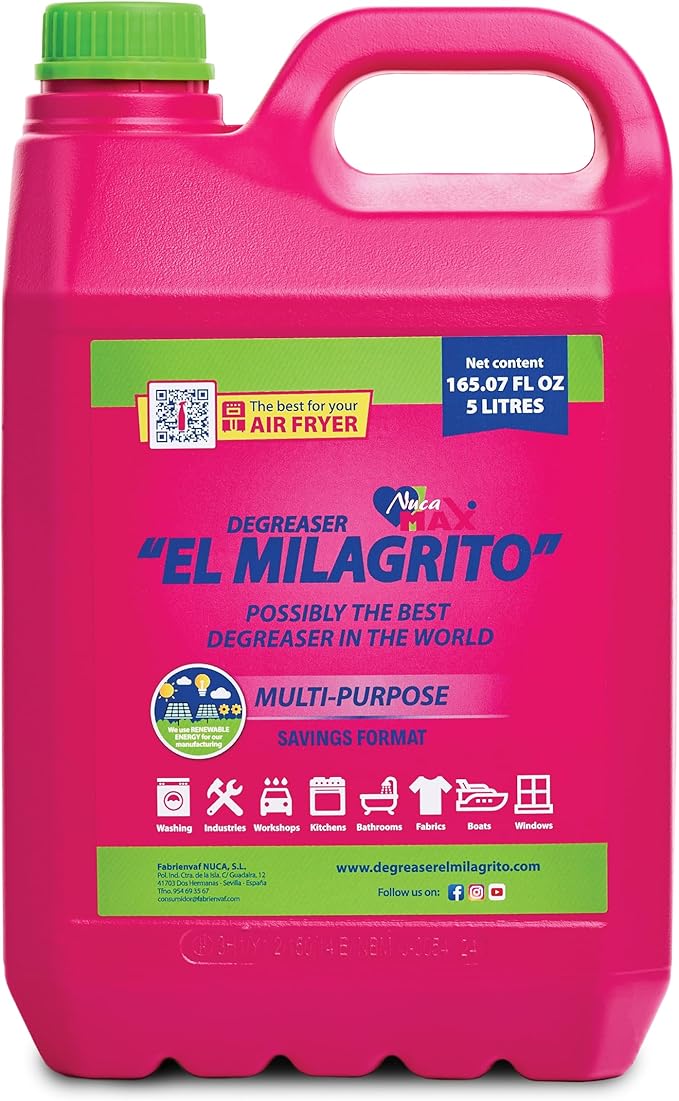 EL MILAGRITO Heavy Duty Multi-Purpose Degreaser & Stain Remover, (1.32 Gallon) 165.07 Fl Oz, Best Cleaner for Kitchen, Bathroom, Fabrics, Boats, Industrial .More than 100 surfaces.