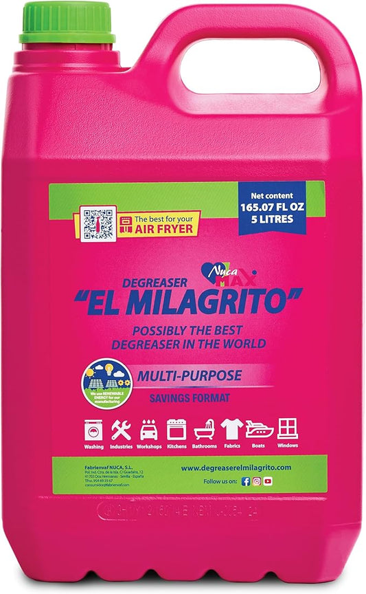 EL MILAGRITO Heavy Duty Multi-Purpose Degreaser & Stain Remover, (1.32 Gallon) 165.07 Fl Oz, Best Cleaner for Kitchen, Bathroom, Fabrics, Boats, Industrial .More than 100 surfaces.