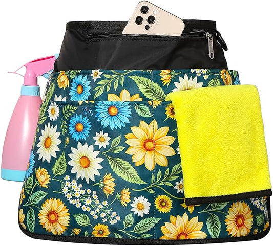 Cleaning Apron Caddy for Women with 6 Pockets, Professional Waterproof Cleaning Supplies for Housekeeping