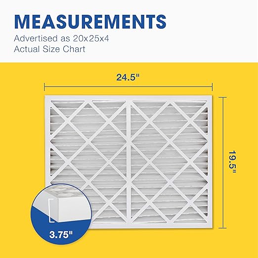 Aerostar 20x25x4 MERV 8 Air Filter, 6 Count, ACTUAL SIZE (19.50 x 24.50 x 3.75) HVAC, Furnace Filter for Allergies, Dust, Pet Dander & Smoke (MPR 1500 / FPR 10) Fits Lennox & Honeywell Devices