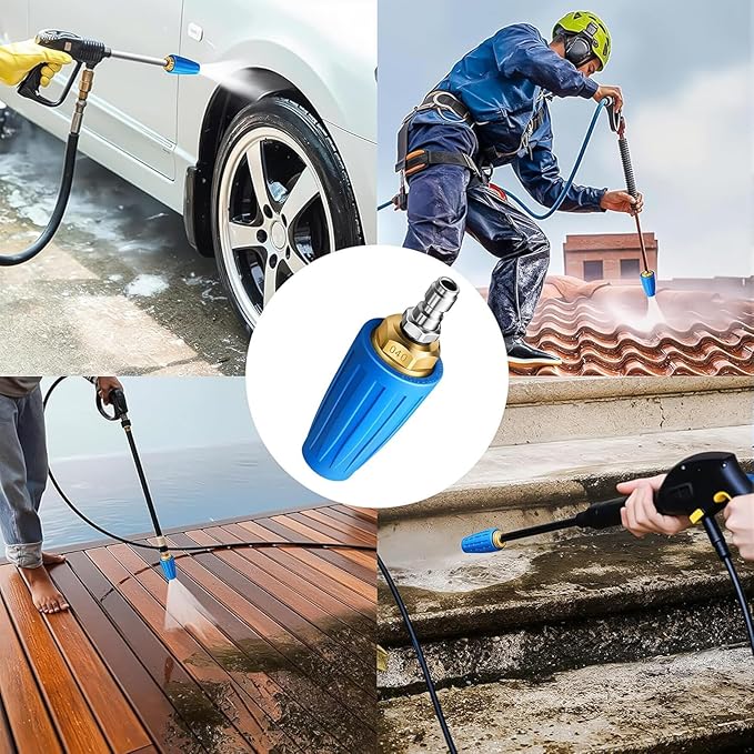 Turbo Nozzle Pressure Washer Tips,4000 PSI 4.0 GPM 4.0 Orifice,with 5 Pieces Spray Tips Kit Multiple Degrees(0, 15, 25, 40, 65 Degrees)(Blue-Single nozzle)