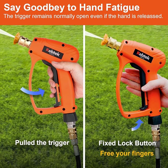 Short Pressure Washer Gun with Swivel 5200 PSI，Power Washer Gun Compatible with Foam Cannon - Car Wash Foam Gun-1/4 Quick Connector, with Nozzle Tips (MRP-003-B-spray Gun+Foam Pot)