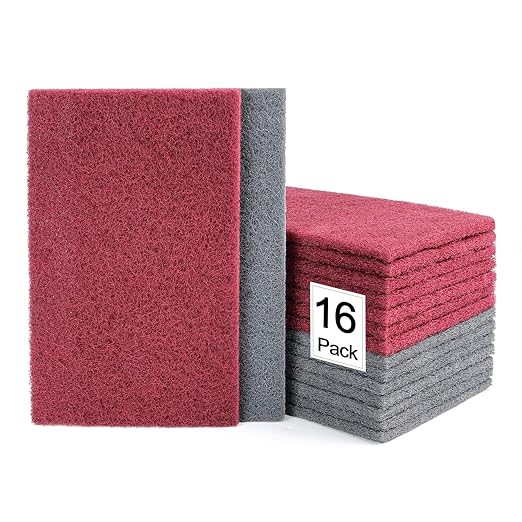 16 Scuff Pad Variety Pack, 8 Each Maroon, Gray, Scuffing, Scouring, Sanding, Cleaning, Blending, Paint Surface Prep Adhesion - 6" x 9" Automotive Auto Body 7447&7448