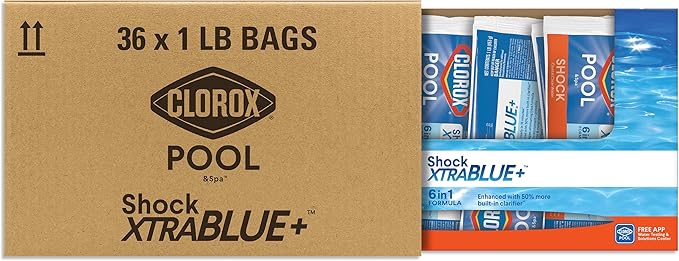 Clorox® Pool&Spa™ Shock XTRABLUE® Plus, Kills Bacteria & Algae in Swimming Pools, Swim-Ready in 15 Minutes, (36-Pack)