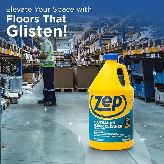 Zep Neutral pH Industrial Floor Cleaner. 1 Gallon (Case of 2) - ZUNEUT128 - Concentrated Pro Trusted All-Purpose Floor Cleaner