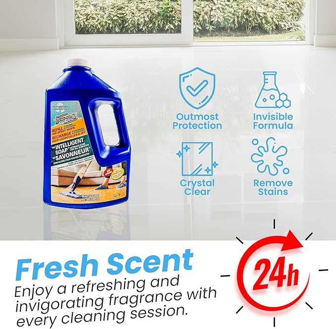 SURF PRO Intelligent Soap Floor Cleaner Refill 1.89L (63.9oz), Multi-Surface No-Rinse Formula, Hardwood Laminate Vinyl Tile Marble, Biodegradable & Glycol-Free