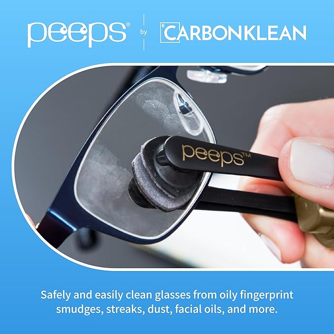 CarbonKlean Peeps Glasses Cleaner - for Eyeglasses, Reading Glasses, and More - Lens Cleaner with Carbon Microfiber Tech - Soft Touch Red - 3 Count