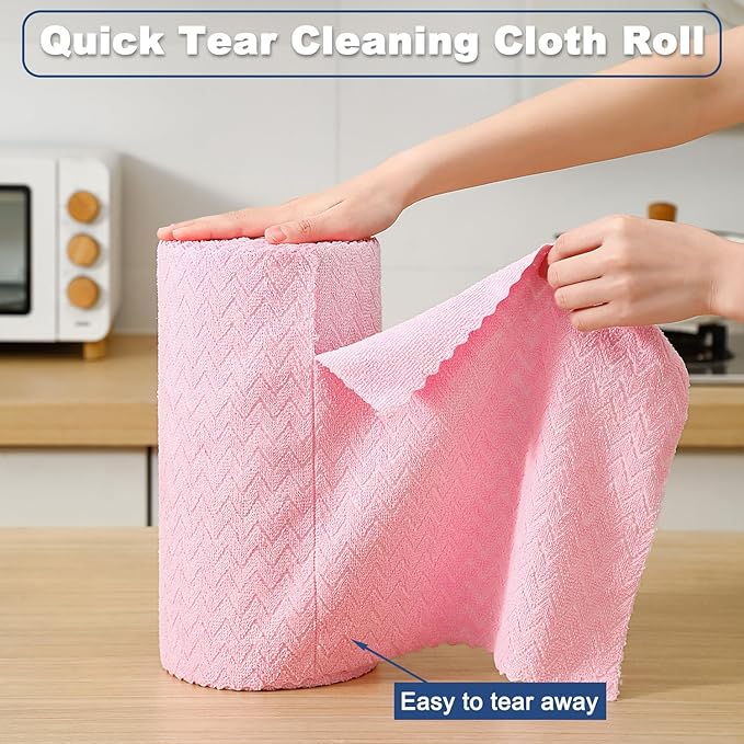 80 Pack Microfiber Cleaning Cloth Roll Reusable Paper Towels 12"x12" Tear Away Cloth,Absorbent Dish Rags for House Kitchen,Wash Cloths,Lint Free Rags for Window Cars Cleaning Supplies