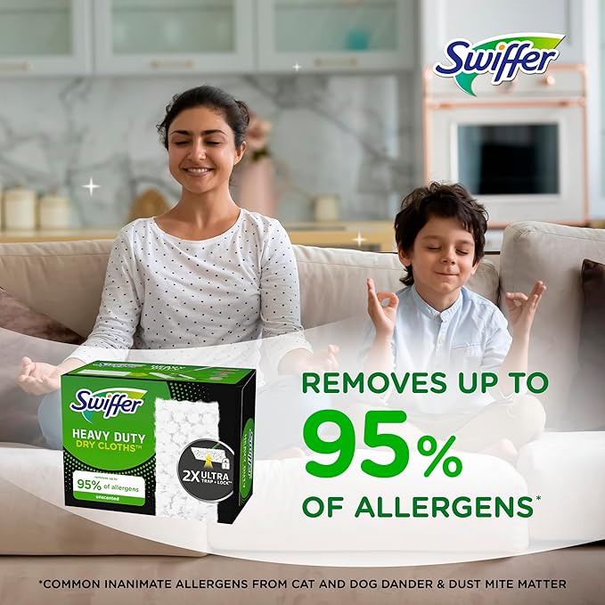 Swiffer Sweeper Heavy Duty Dry Multi-Surface Cloth Refills for Floor Sweeping and Cleaning, 20 count (2 Pack)