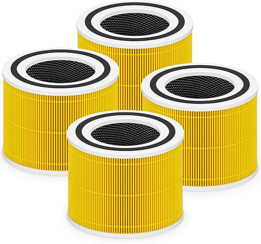 Core 300 Pet Care Replacement Filter for LEVOIT Core 300, Core 300S and Core 300-P Air Purifier, 3-in-1 H13 True HEPA Filter Replacement, Compared to Part # Core 300-RF-PA, 4 Pack, Yellow