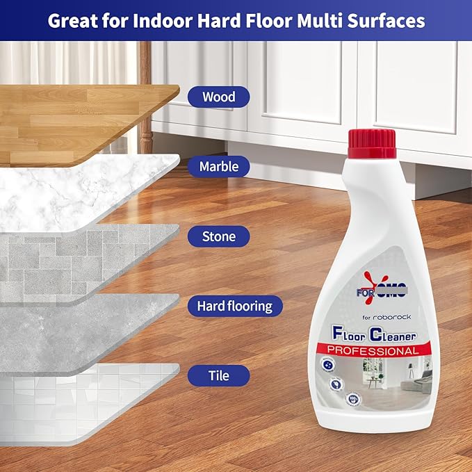 Floor Cleaning Solution 4 Bottles Refill, Fresh Scent, Compatible with Roborock Series & All Robot Vacuums, Eco-Safe, Streak-Free Formula for Hard Floors, Pet & Kid Friendly
