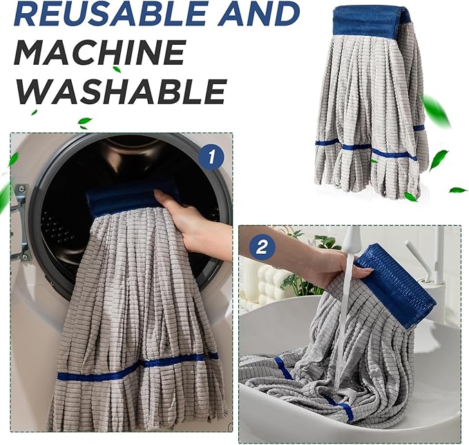 Hushee 12 Pack Large Microfiber Tube Mop Heads 18 oz Heavy Duty Commercial Industrial Wet Mop Head Refill Reusable Machine Washable Looped End Mopheads for Hardwood, Tile, Laminate Floors (Grey)
