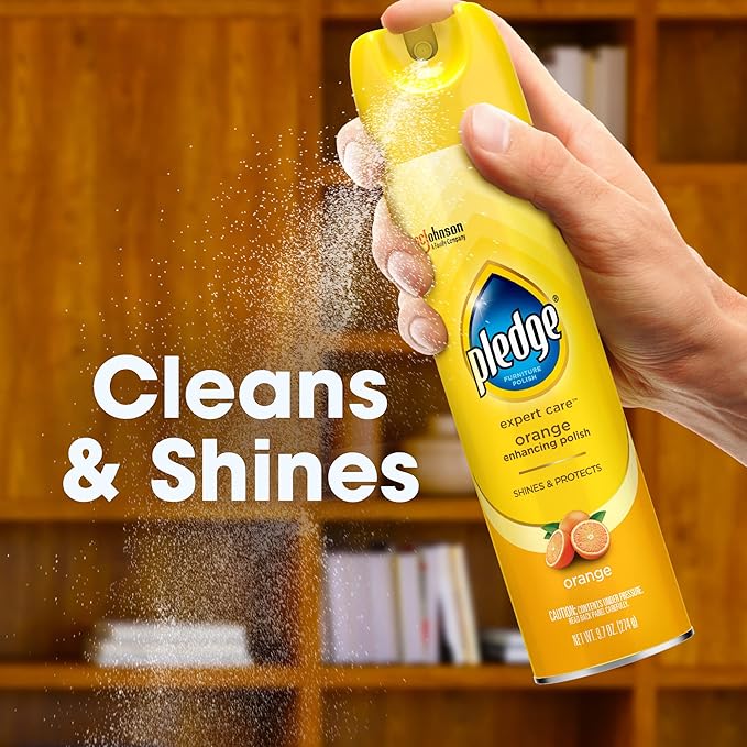 Pledge Enhancing Polish, Wood & Furniture Spray, Orange Scent, 9.7oz (Pack of 3)
