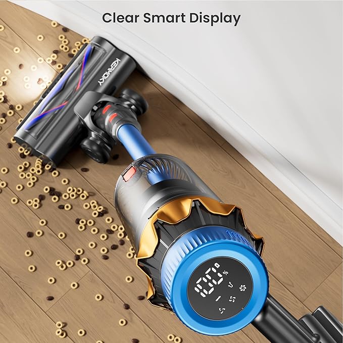 Cordless Vacuum Cleaner, 650W 55KPA 70Mins Vacuum Cleaners for Home, Self-Standing Cordless Stick Vacuum with Anti-Tangle, Lightweight Wireless Vacuum for Hardwood Floor/Carpet/Pet Hair