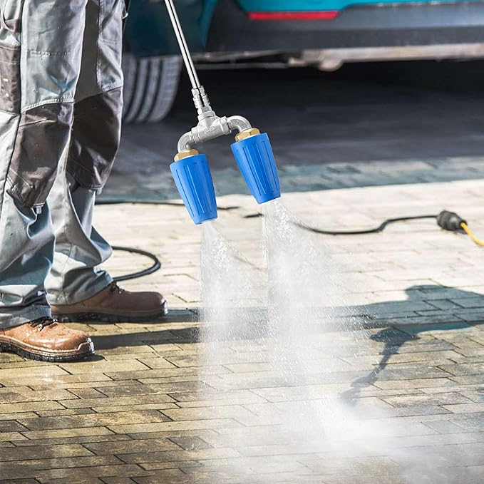 Dual Turbo Nozzle Pressure Washer, Power Washer 360° Rotating Turbo Nozzle, Twin Turbo Nozzle Tip with 1/4" Quick Connect, 4000 PSI, 4-6 GPM, 2.0 Orifice