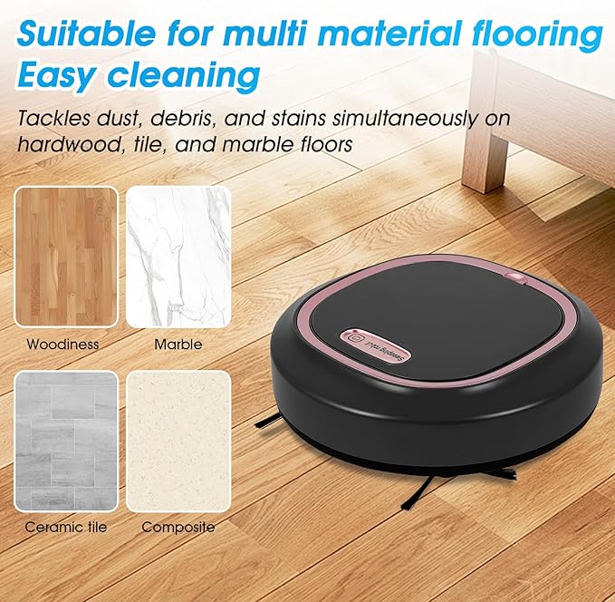 Robot Vacuum and Mop Combo, Robot Vacuum Cleaner,3-in-1 Robot Vacuum,Low Noise, Slim, Tangle Free Brush, Advanced Obstacle Avoidance, Ideal for Pet Hair Hard Floor and Daily Cleaning
