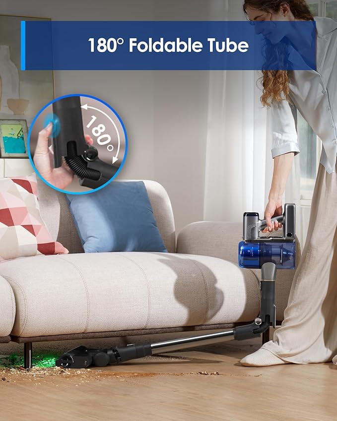 Tineco Pure ONE S70 Cordless Vacuum Cleaner, 200AW Powerful Suction, 3D Sense Pro Cleaning System, 95min Runtime, Zero Tangle Brush,180° Foldable Tube, Stick Vacuum for Pet Hair, Carpet & Hard Floor