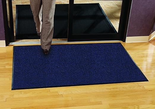 Guardian Platinum Series Indoor Wiper Floor Mat, Rubber with Nylon Carpet, 4'x10', Blue
