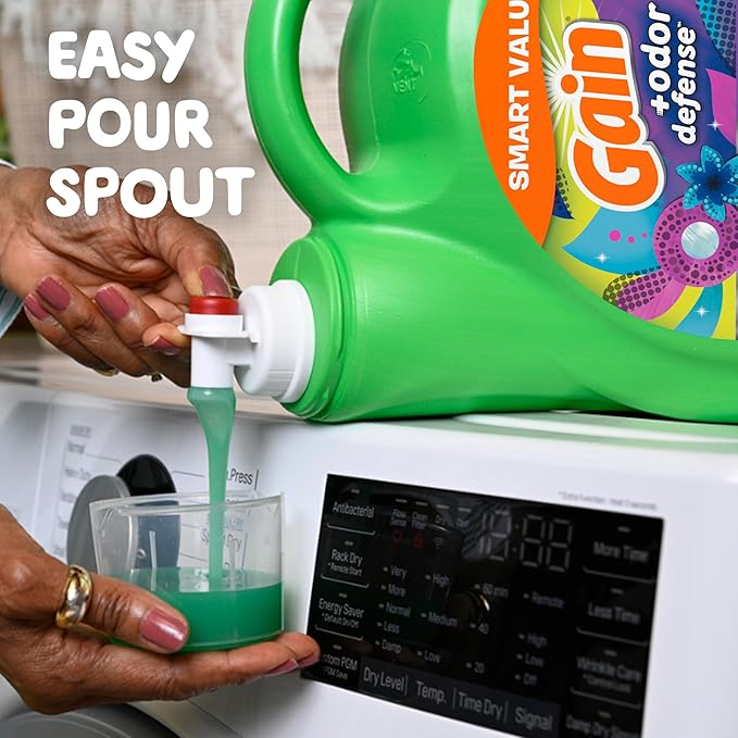 Gain + Odor Defense Liquid Laundry Detergent, Super Fresh Blast Scent, 107 Loads, HE Compatible Washing Soap