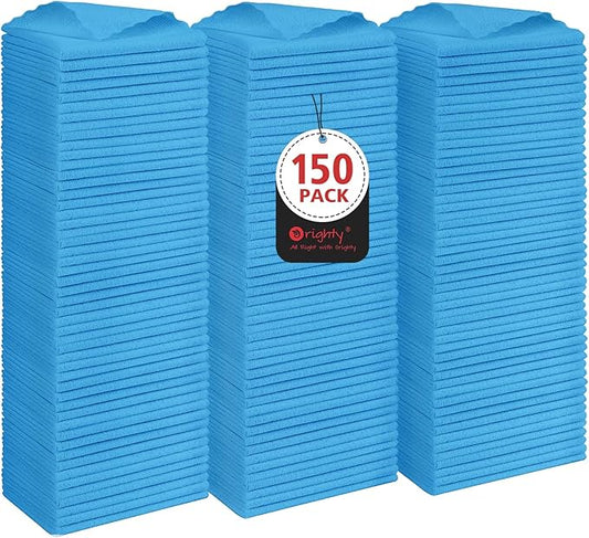 Orighty Cleaning Cloths Bulk, 150 Pack Shop Rags Reusable, Multi-Purpose Shop Towels for Cars, Microfiber Cleaning Rags for Automotive, Mechanic, Kitchen, Lint Free Towels 11.5’’ x 11.5’’, Blue