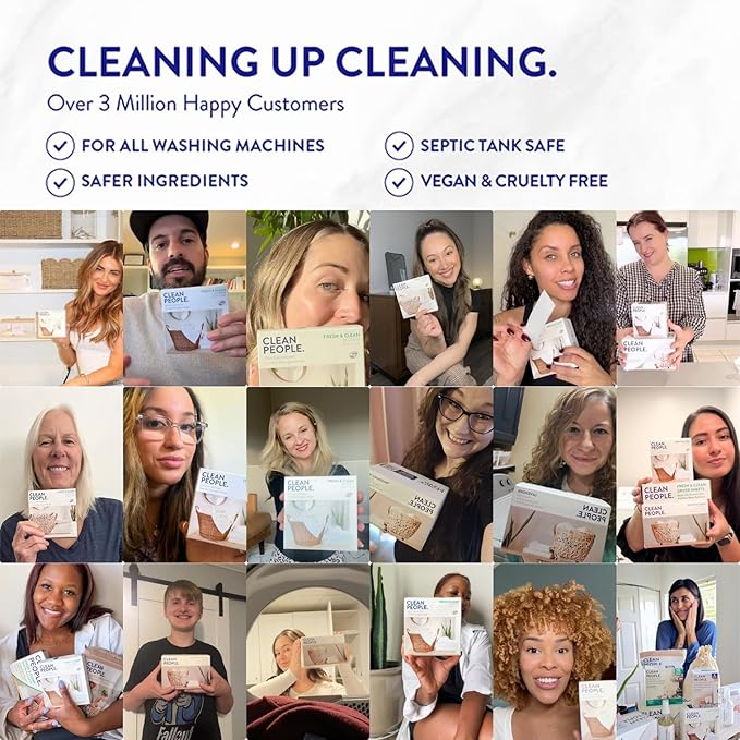 The Clean People Laundry Detergent Pods - Recyclable Packaging, Hypoallergenic, Stain Fighting - Ultra Concentrated, Laundry Soap - Baby (Unscented), 32 Pack