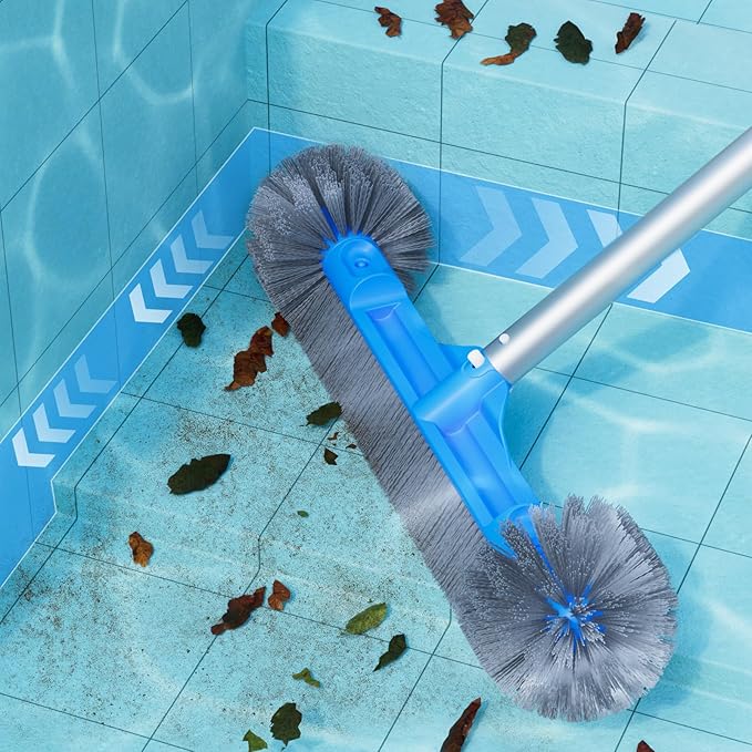 Pool Brush for Cleaning Pool Walls, 20'' Light Duty Pool Brush Head Detachable Side Brush Nylon Bristles Pool Scrubber for Above Ground Pools Ingound Pools, Safe for Vinyl Liner