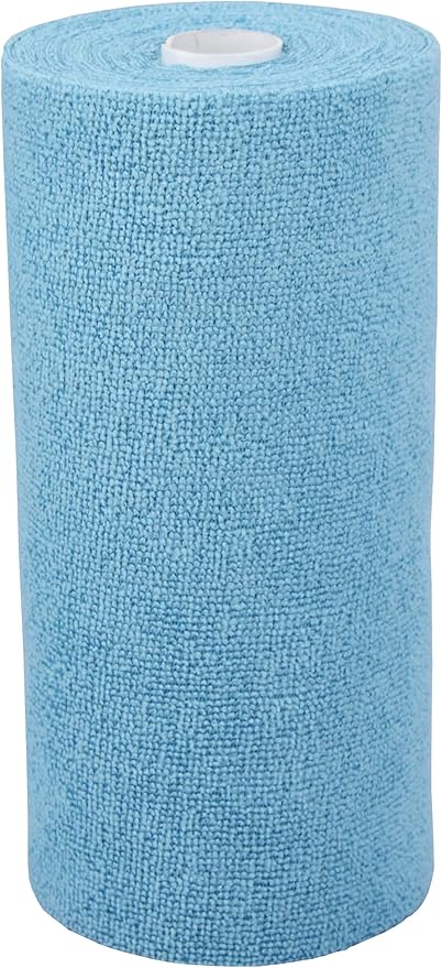 HOPESHINE Microfiber Cleaning Cloth Roll 50-Pack Reusable Paper Towels Washable for Cars Care Wash Supplies Kitchen Dish Rags House Window Cleaning Cloths Lint Free Tear Away Ultra Absorbent (Blue)