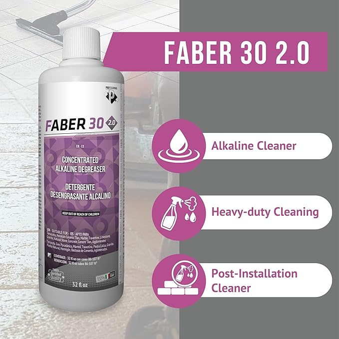 FABER 30 2.0 Heavy-Duty Alkaline Cleaner (950mL) Removes Stubborn Dirt from All Hard Surfaces and Synthetic Coverings