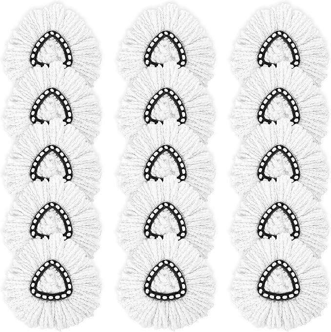 15-Pack Spin Mop Superior Replacement Heads – Compatible with O-Cedar EasyWring and Other Spin Mops, Durable and Washable Refills for Effortless Floor Cleaning - iDeaology